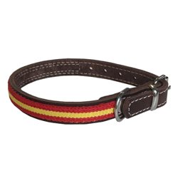 COLLAR CUERO ENGRASADO BANDERA ESPAÑA 40 cm.